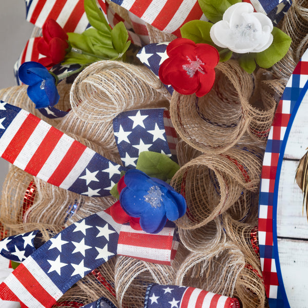 Farmhouse wreath, patriotic wreath, everyday wreath, cow, floral wreath, front door wreath, door hanger 26"   W30510A