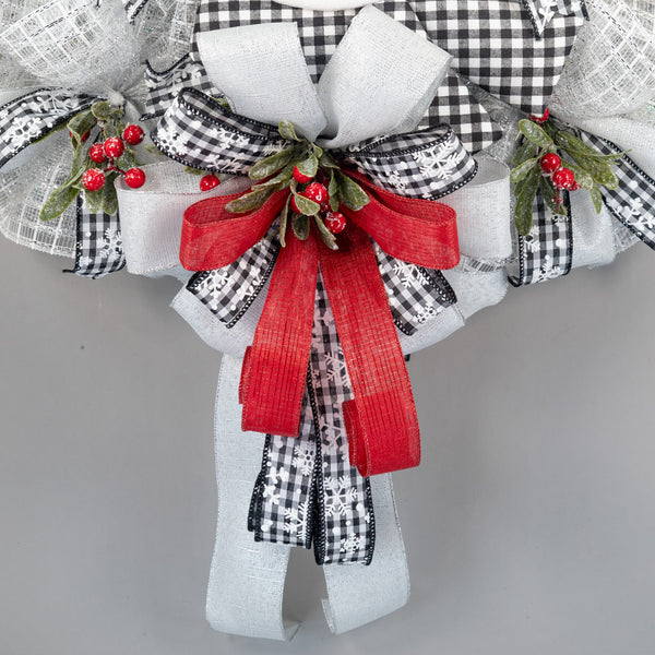 Snowman wreath, Christmas wreath, winter wreath, lighted wreath, front door wreath, holiday wreath, door hanger, large 27". W31119A