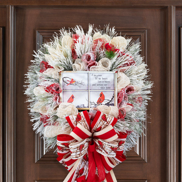 Cardinal wreath, remembrance wreath, spiritual wreath, everyday, memorial, comfort, door hanger, front door decor, elegant gift, 26"  W31209A