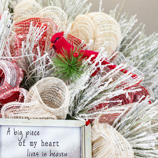 Cardinal wreath, remembrance wreath, spiritual wreath, everyday, memorial, comfort, door hanger, front door decor, elegant gift, 26"  W31209A