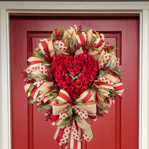 Valentine's day wreath, wreath, love wreath, front door wreath, door hanger, pink, red, black, 26". W40113A