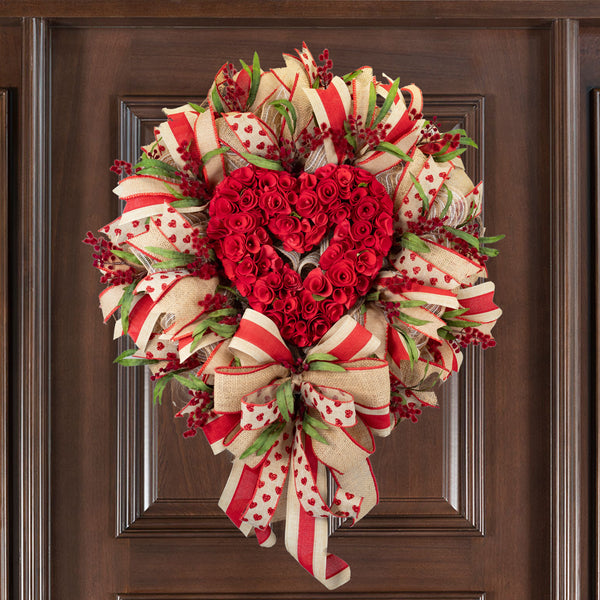 Valentine's day wreath, wreath, love wreath, front door wreath, door hanger, pink, red, black, 26". W40113A