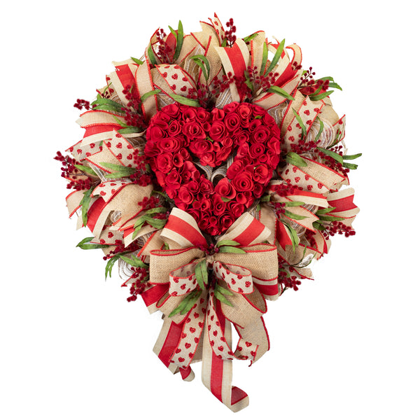 Valentine's day wreath, wreath, love wreath, front door wreath, door hanger, pink, red, black, 26". W40113A
