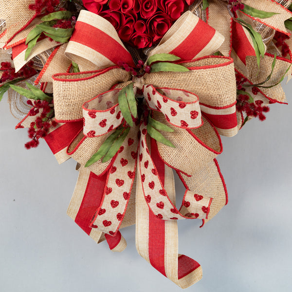 Valentine's day wreath, wreath, love wreath, front door wreath, door hanger, pink, red, black, 26". W40113A