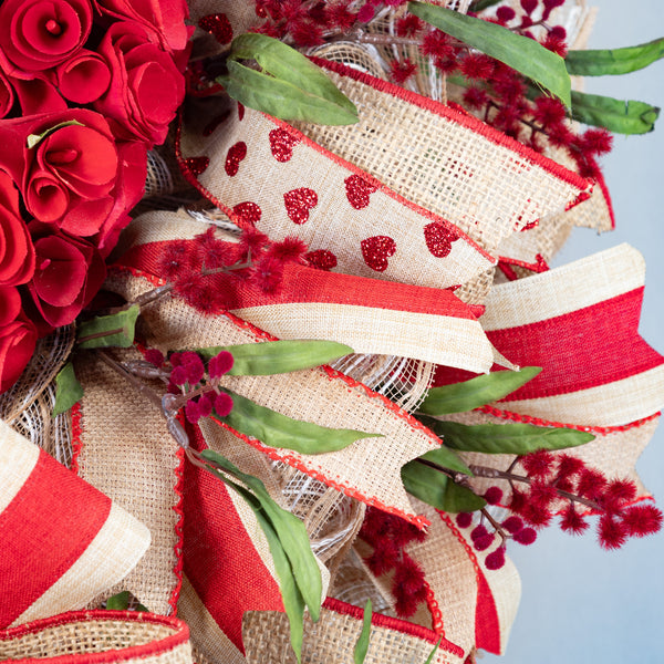 Valentine's day wreath, wreath, love wreath, front door wreath, door hanger, pink, red, black, 26". W40113A