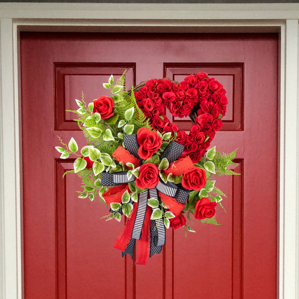 Valentine's day wreath, Grapevine wreath, love wreath, front door wreath, door hanger, green, red, black, 22". W40120A