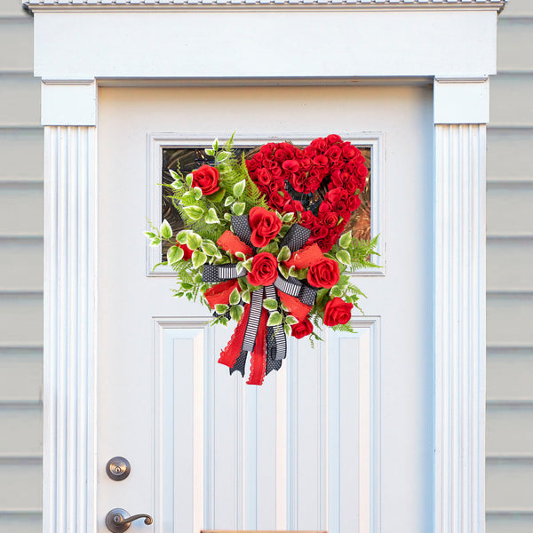Valentine's day wreath, Grapevine wreath, love wreath, front door wreath, door hanger, green, red, black, 22". W40120A