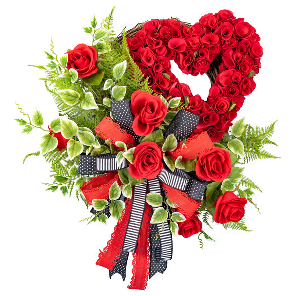 Valentine's day wreath, Grapevine wreath, love wreath, front door wreath, door hanger, green, red, black, 22". W40120A