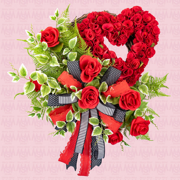 Valentine's day wreath, Grapevine wreath, love wreath, front door wreath, door hanger, green, red, black, 22". W40120A