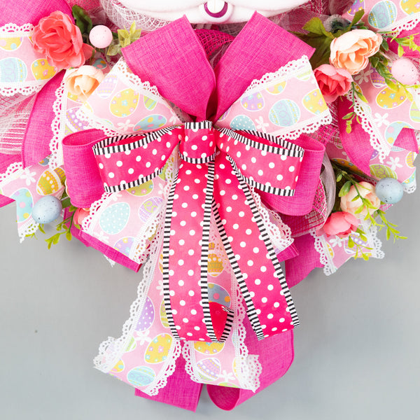 Easter wreath, bunny wreath, floral wreath, front door wreath, door hanger, Easter eggs, 24". W40121A