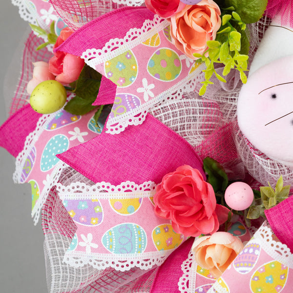 Easter wreath, bunny wreath, floral wreath, front door wreath, door hanger, Easter eggs, 24". W40121A