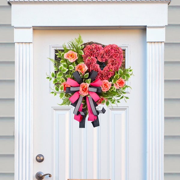 Valentine's day wreath, Mother's day wreath, grapevine wreath, love wreath, front door, door hanger, pink, green, black, 24". W40203A