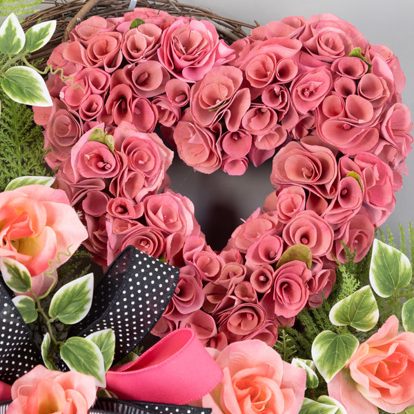 Valentine's day wreath, Mother's day wreath, grapevine wreath, love wreath, front door, door hanger, pink, green, black, 24". W40203A
