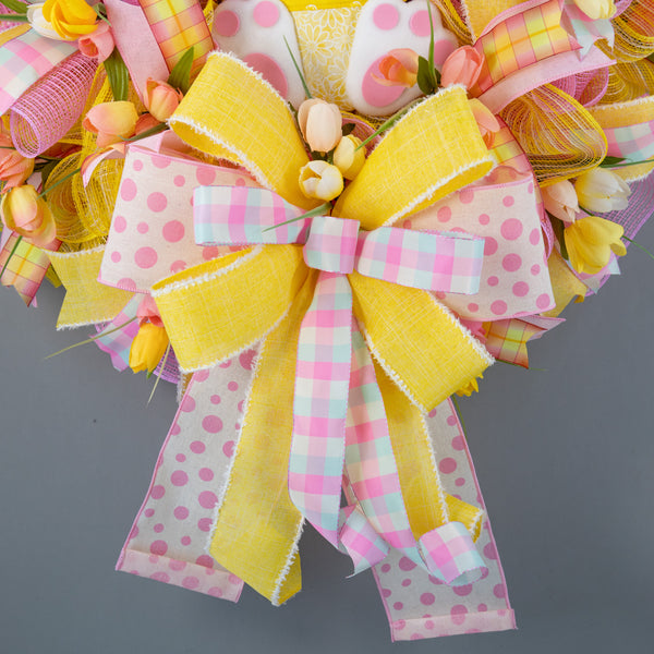 Easter wreath, bunny wreath, Spring wreath, floral wreath, front door wreath, door hanger, Tulips, 26". W40215A