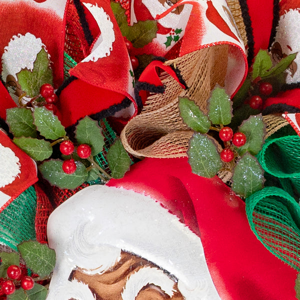 Christmas wreath, Santa wreath, front door wreath, holiday wreath, door hanger, large 25". W41109A