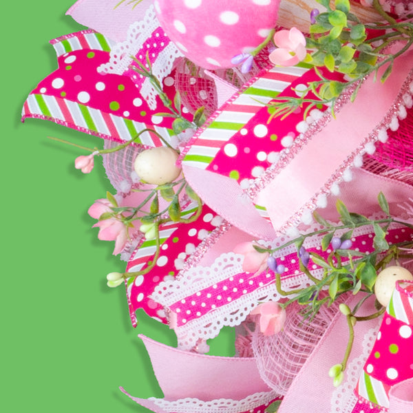 Easter wreath, bunny wreath, bunny head, Easter eggs, floral, large, 28x31". W50222A