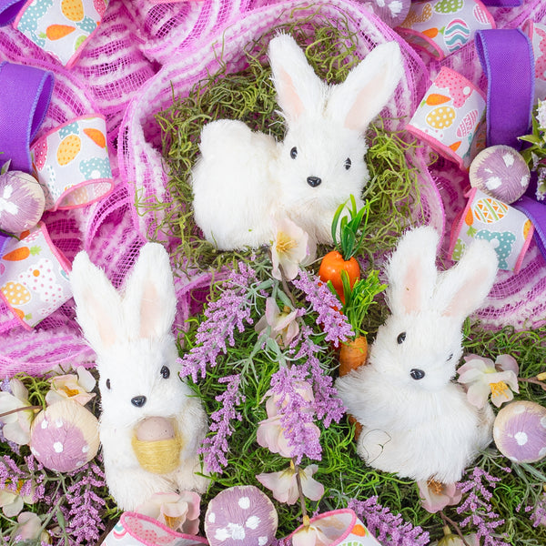 Easter wreath, bunny wreath, bunnies, Easter, floral, mushrooms, large, 28x30". W50310A