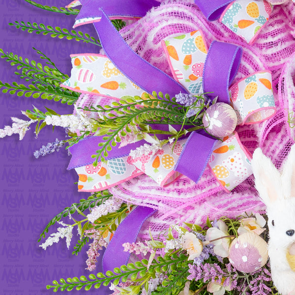 Easter wreath, bunny wreath, bunnies, Easter, floral, mushrooms, large, 28x30". W50310A