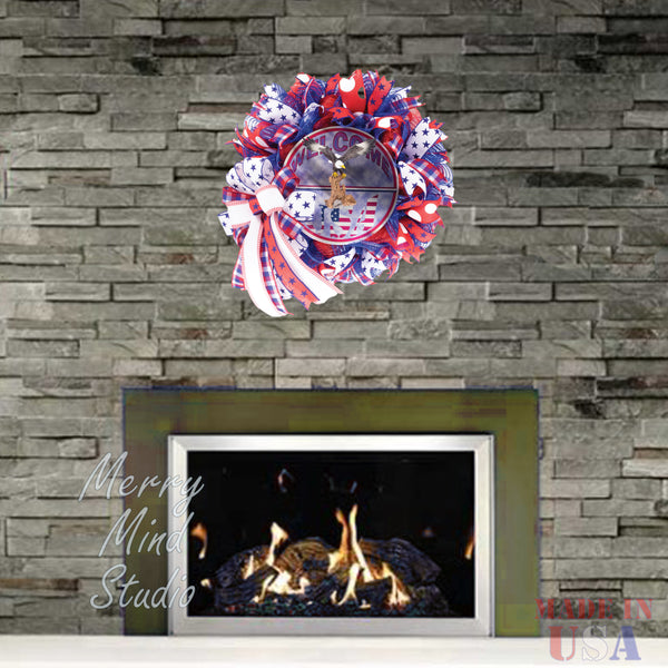 4th of July wreath, patriotic, USA, eagle,  W0416A