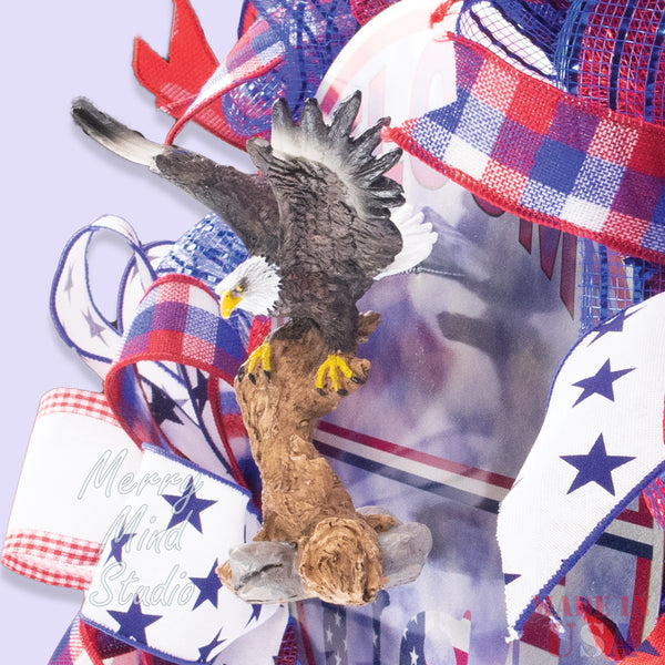 4th of July wreath, patriotic, USA, eagle,  W0416A