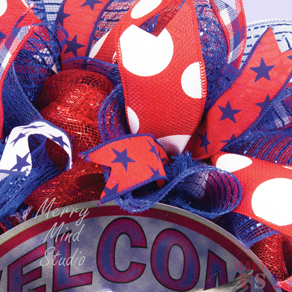 4th of July wreath, patriotic, USA, eagle,  W0416A