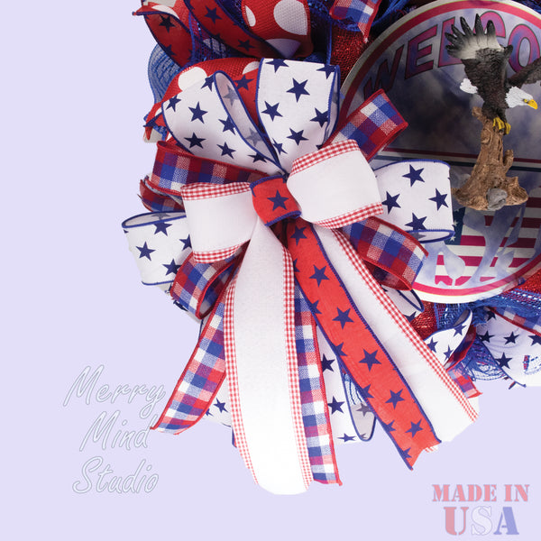 4th of July wreath, patriotic, USA, eagle,  W0416A