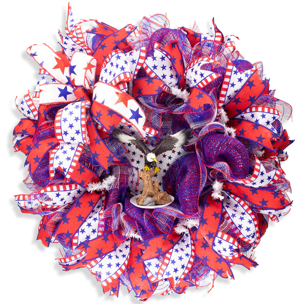 4th of July wreath, patriotic, USA, 3D eagle, USA, merrymindstudio W05071A