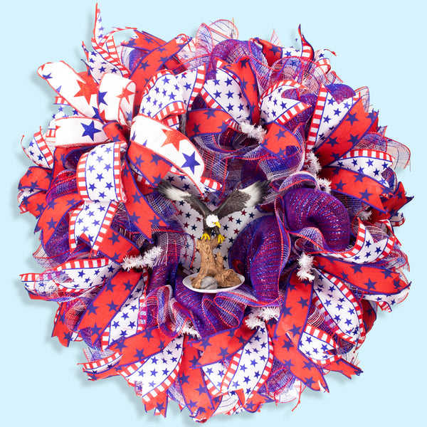 4th of July wreath, patriotic, USA, 3D eagle, USA, merrymindstudio W05071A
