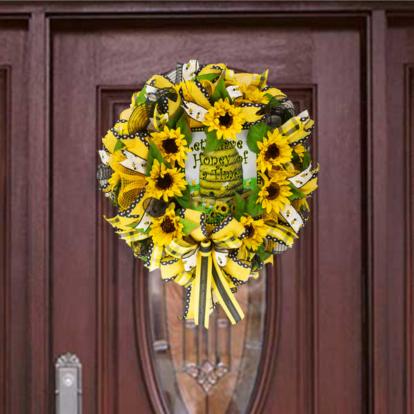 Bee wreath, honey, hive everyday, good luck, merrymindstudio W05161A
