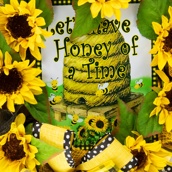 Bee wreath, honey, hive everyday, good luck, merrymindstudio W05161A