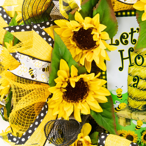Bee wreath, honey, hive everyday, good luck, merrymindstudio W05161A