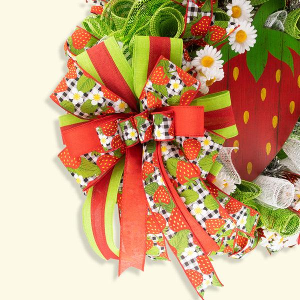 Strawberry wreath, everyday, farmhouse, red, green, W04231A