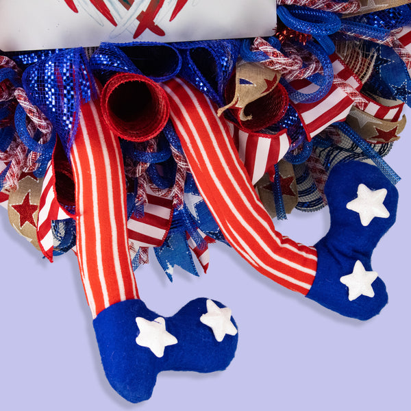 4th of July wreath, full-bodied 26", Uncle Sam, USA celebration,  W05291A