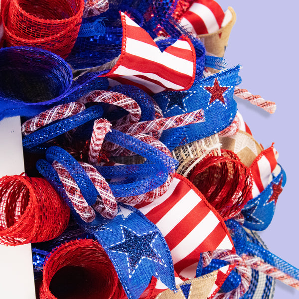 4th of July wreath, full-bodied 26", Uncle Sam, USA celebration,  W05291A