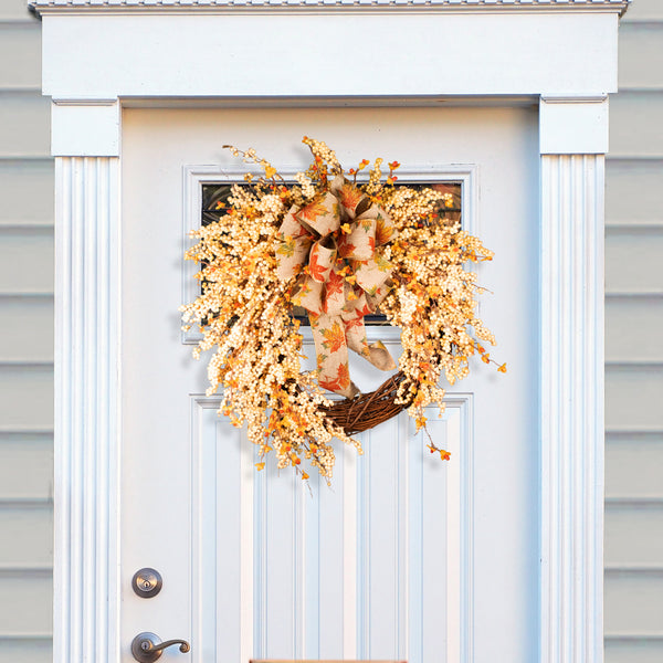 Autumn wreath, fall berries, bittersweet, flowers, door hanger, front door decor,  grapevine, 24" W10081B