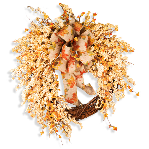Autumn wreath, fall berries, bittersweet, flowers, door hanger, front door decor,  grapevine, 24" W10081B