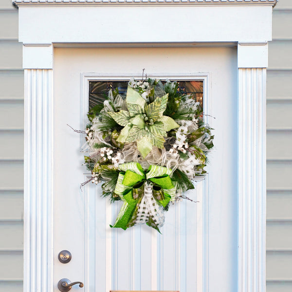 Christmas wreath, winter wreath, designer wreath, everyday wreath, front door wreath, year-round, green. 26".  W11111A