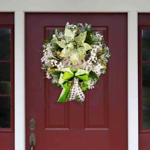 Christmas wreath, winter wreath, designer wreath, everyday wreath, front door wreath, year-round, green. 26".  W11111A