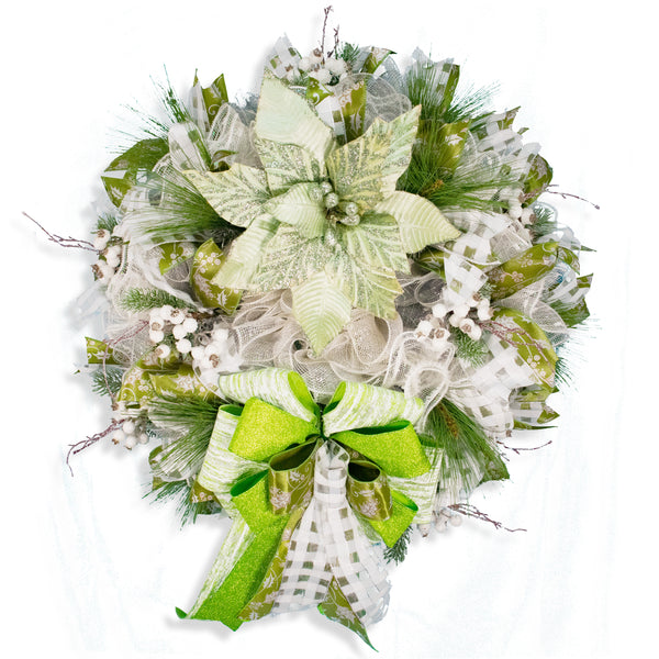 Christmas wreath, winter wreath, designer wreath, everyday wreath, front door wreath, year-round, green. 26".  W11111A