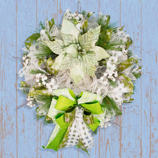 Christmas wreath, winter wreath, designer wreath, everyday wreath, front door wreath, year-round, green. 26".  W11111A