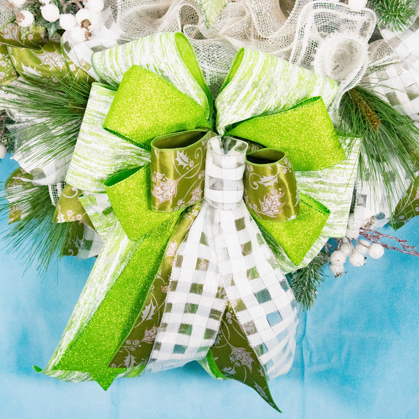 Christmas wreath, winter wreath, designer wreath, everyday wreath, front door wreath, year-round, green. 26".  W11111A