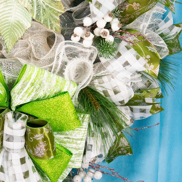 Christmas wreath, winter wreath, designer wreath, everyday wreath, front door wreath, year-round, green. 26".  W11111A