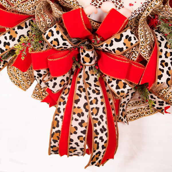 Christmas wreath, gnome wreath, leopard print wreath, door hanger, holiday decor, large, 27". W11251A