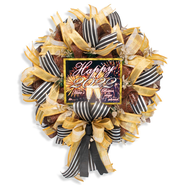 New Year wreath,  celebration wreath, front door wreath, door hanger, 28". W12121A