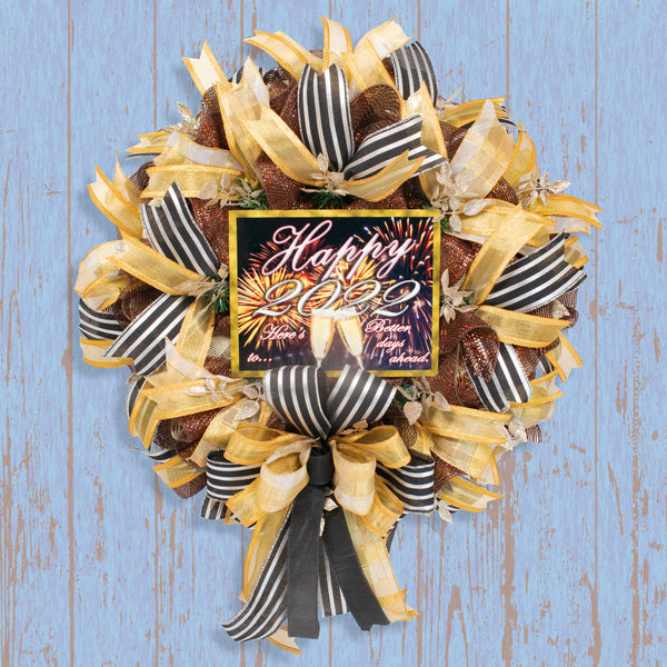 New Year wreath,  celebration wreath, front door wreath, door hanger, 28". W12121A