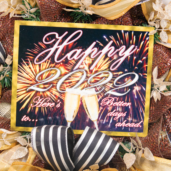 New Year wreath,  celebration wreath, front door wreath, door hanger, 28". W12121A