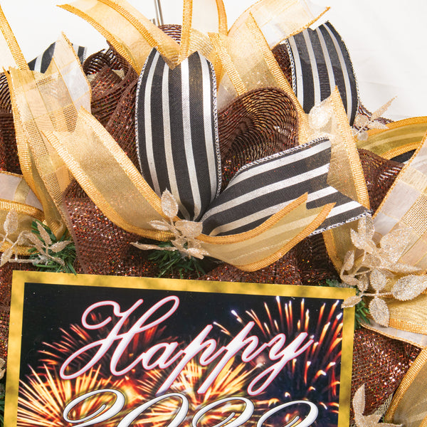New Year wreath,  celebration wreath, front door wreath, door hanger, 28". W12121A