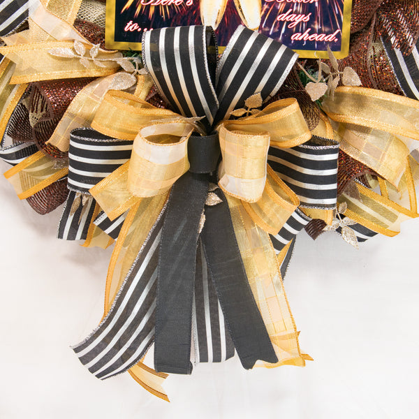 New Year wreath,  celebration wreath, front door wreath, door hanger, 28". W12121A