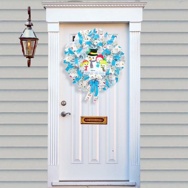 Snowman wreath, Christmas wreath, winter wreath, front door wreath, holiday wreath, door hanger, huge 29". W12141A