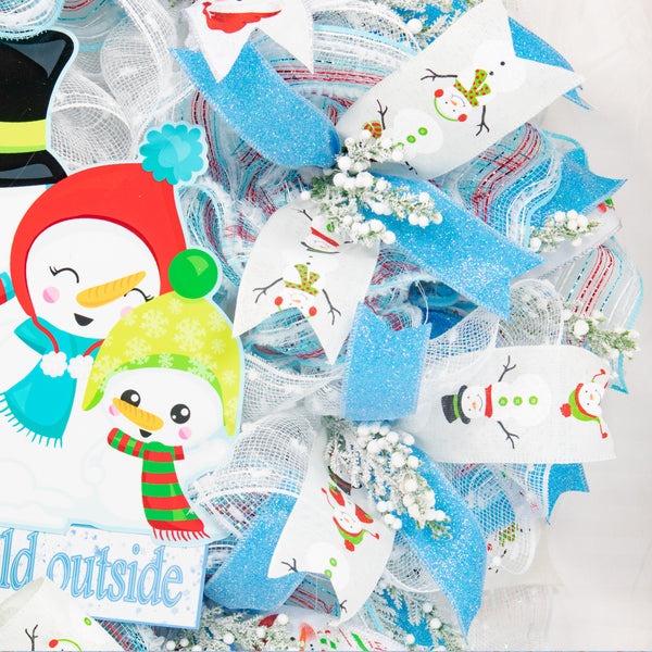 Snowman wreath, Christmas wreath, winter wreath, front door wreath, holiday wreath, door hanger, huge 29". W12141A